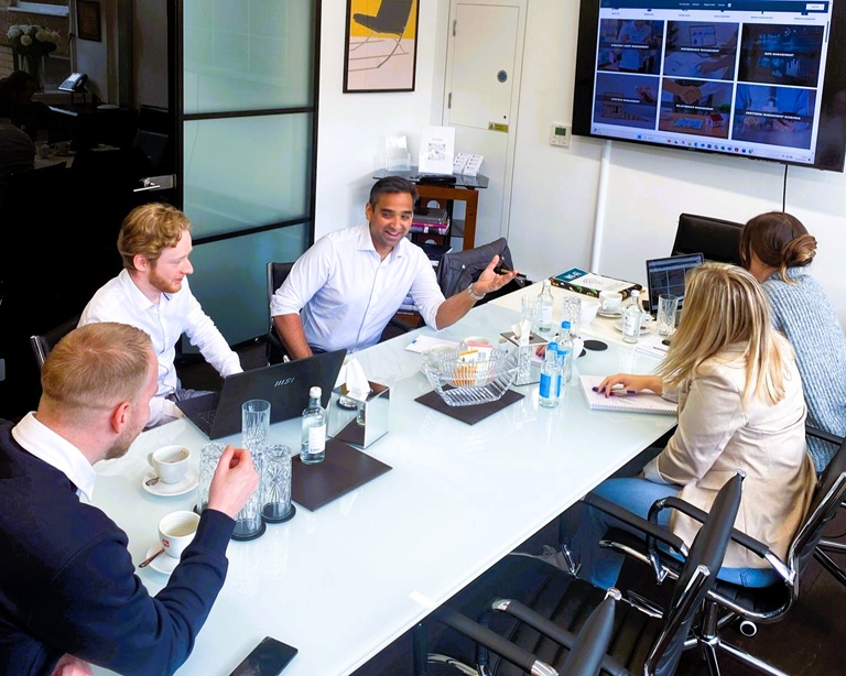 Principal Consultant Alex Piseckis and Managing Director Lee Ramsingh in discusions with the Nine Acres team